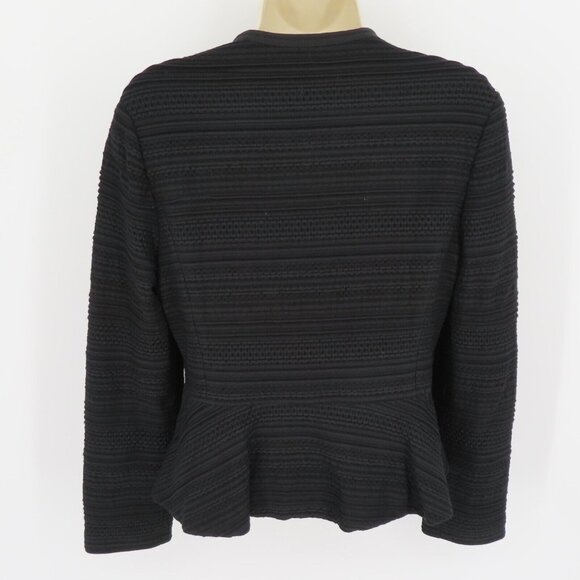 Rebecca Taylor Womens 6 Black Textured Stripe Full Zip Lightweight Jacket Blazer - Picture 4 of 9